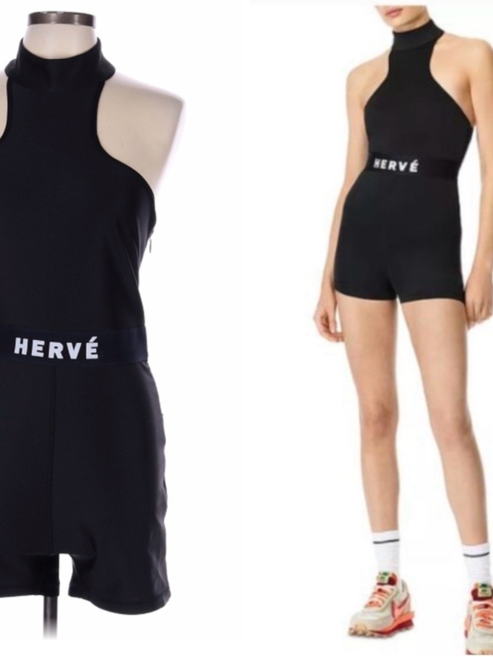 Hervé Leger Black Logo Tag Knit Top
